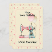 Sweet Sewing Machine Hearts Birthday Card Bedankkaart (Voorkant / Achterkant)