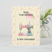 Sweet Sewing Machine Hearts Birthday Card Bedankkaart (Staand voorkant)
