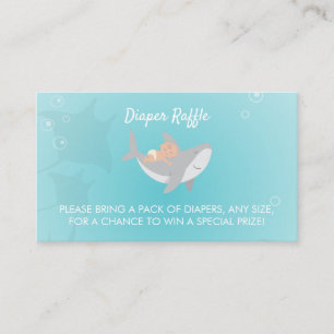 Sweet Shark Baby shower Diaper Raffle Informatiekaartje