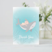 Sweet Shark Baby shower Flat Dank je wel Bedankkaart (Staand voorkant)