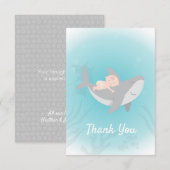 Sweet Shark Baby shower Flat Dank je wel Bedankkaart (Voorkant / Achterkant)