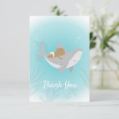 Sweet Shark Baby shower Flat Dank je wel Bedankkaart (Staand voorkant)