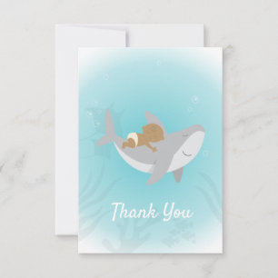 Sweet Shark Baby shower Flat Dank je wel Bedankkaart