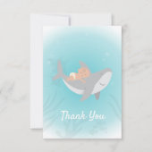 Sweet Shark Baby shower Flat Dank je wel Bedankkaart (Voorkant)
