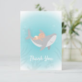 Sweet Shark Baby shower Flat Dank je wel Bedankkaart (Staand voorkant)