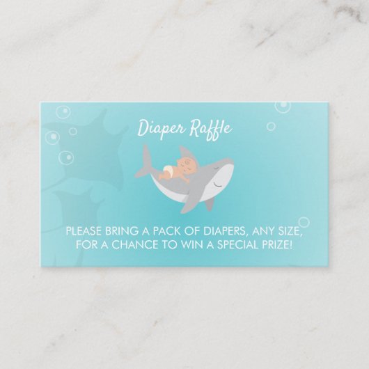 Sweet Shark Baby shower Luier Raffle Informatiekaartje (Voorkant)