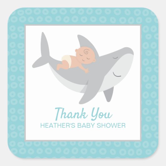 Sweet Shark Baby shower Square Sticker (Voorkant)