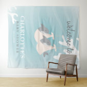 Sweet Shark Baby Twins Baby shower Tapestry Wandkleed (In Situ (horizontaal))