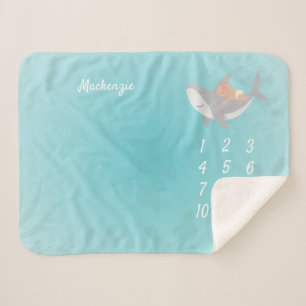 Sweet Shark en Baby Sherpa Blanket Deken
