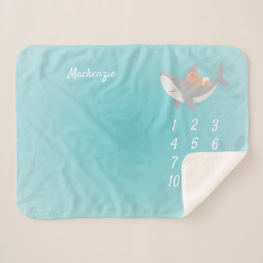 Sweet Shark en Baby Sherpa Blanket Deken (Voorkant (horizontaal))