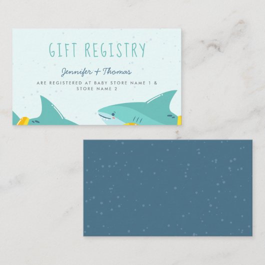 Sweet Shark Summer Boy Baby shower Gift Registry Informatiekaartje (Voorkant / Achterkant)