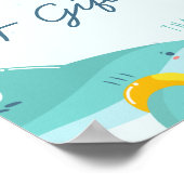 Sweet Shark Summer Boy Baby shower Kaarten & cadea Poster (Hoek)