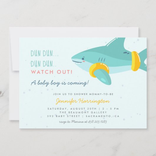 Sweet Shark Summer Ocean Theme Boy Baby shower Kaart (Voorkant)
