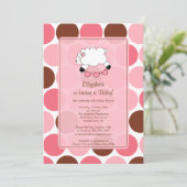 Sweet Sheep Baby shower Uitnodiging roze meisje (Staand voorkant)