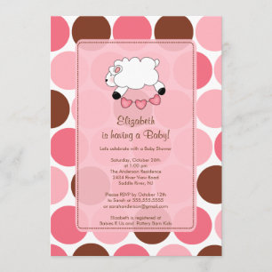 Sweet Sheep Baby shower Uitnodiging roze meisje