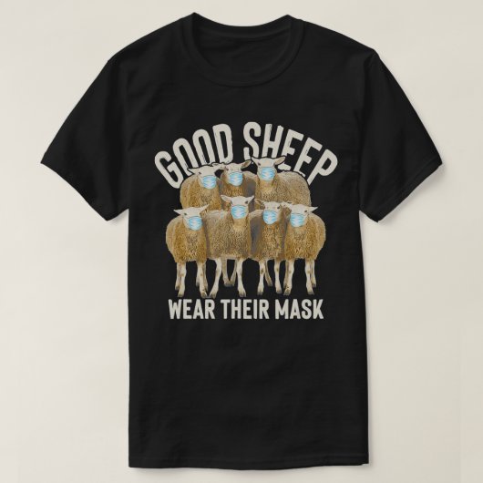 Sweet Sheep - Good Sheep Draag hun masker Funny An T-shirt (Design voorkant)