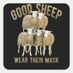 Sweet Sheep Good Sheep Draag hun Maskerdier Vierkante Sticker