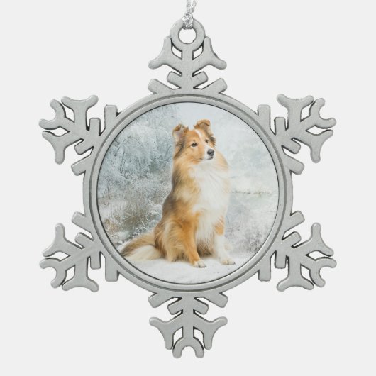 Sweet Sheltie Kerstsieraad Tin Sneeuwvlok Ornament (Voorkant)