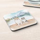 Sweet Sheltie-Puppies op het dok - set van 6 Bier Onderzetter (Linkerzijde)