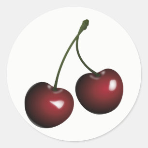 Sweet Shiny Paar of Red Cherries Ronde Sticker