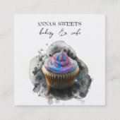 *~* Sweet Shop 3 QR Backery Cupcake Vierkante Visitekaartje (Voorkant)