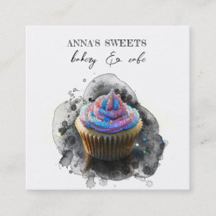 *~* Sweet Shop 3 QR Backery Cupcake Vierkante Visitekaartje