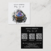 *~* Sweet Shop 3 QR Backery Cupcake Vierkante Visitekaartje (Voorkant / Achterkant)