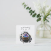 *~* Sweet Shop 3 QR Backery Cupcake Vierkante Visitekaartje (Staand voorkant)