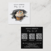 *~* Sweet Shop Bakkerij 3 QR Cupcake Vierkante Visitekaartje (Voorkant / Achterkant)