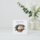 *~* Sweet Shop Bakkerij 3 QR Cupcake Vierkante Visitekaartje (Staand voorkant)