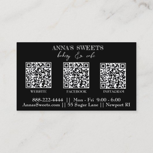 *~* Sweet Shop Bakkerij 3 QR Social Media Visitekaartje (Achterkant)