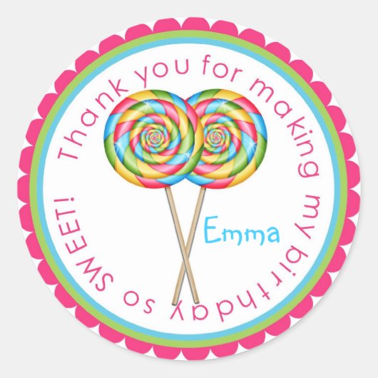 Sweet Shop Lollipop Verjaardag Stickers (Voorkant)