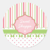 Sweet Shop Pastel Stripes Ronde Sticker (Voorkant)