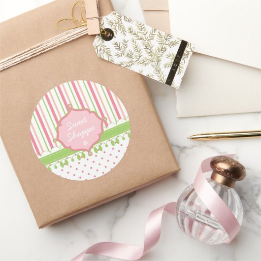 Sweet Shop Pastel Stripes Ronde Sticker (Geschenken)