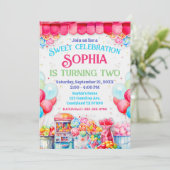 Sweet Shop Verjaardagsfeestuitnodiging Kaart (Staand voorkant)