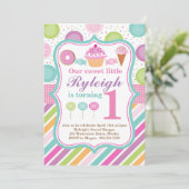 Sweet Shoppe Birthday Party Invitation Kaart (Staand voorkant)