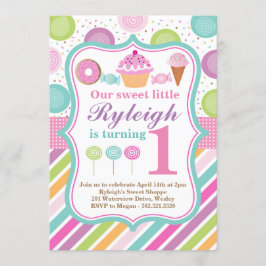 Sweet Shoppe Birthday Party Invitation Kaart