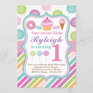 Sweet Shoppe Birthday Party Invitation Kaart