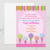 Sweet Shoppe Candyland Birthday Invitations Kaart (Voorkant / Achterkant)