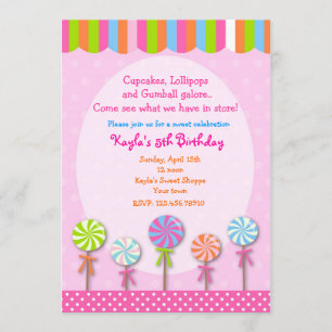 Sweet Shoppe Candyland Birthday Invitations Kaart