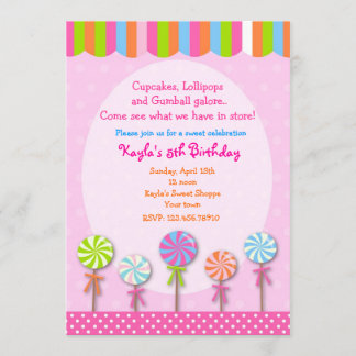 Sweet Shoppe Candyland Birthday Invitations Kaart