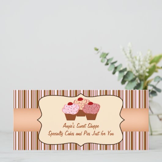 Sweet Shoppe Cupcake Business Gift Certificate (Staand voorkant)