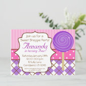 Sweet Shoppe Lollipop Birthday Party Invitation Kaart (Staand voorkant)