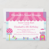 Sweet Shoppe Snoep Birthday Party Invitation Kaart (Voorkant)