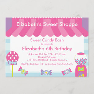 Sweet Shoppe Snoep Birthday Party Invitation Kaart