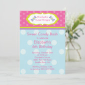 Sweet Shoppe Snoep Birthday Party Invitation Kaart (Staand voorkant)