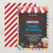 Sweet shoppe snoep verjaardagsuitnodiging kaart (Voorkant / Achterkant)