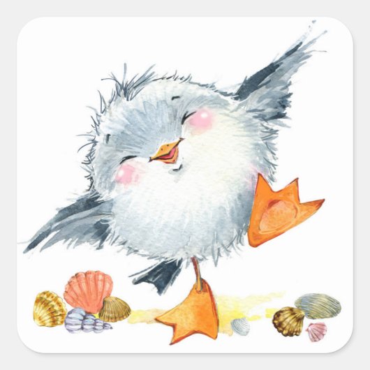 Sweet Shore Bird and Shells Sticker (Voorkant)