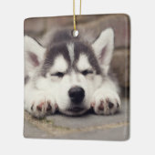 Sweet Siberian Husky Puppy Sleeping Keramisch Ornament (Links)