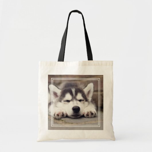 Sweet Siberian Husky Puppy Sleeping Tote Bag (Voorkant)